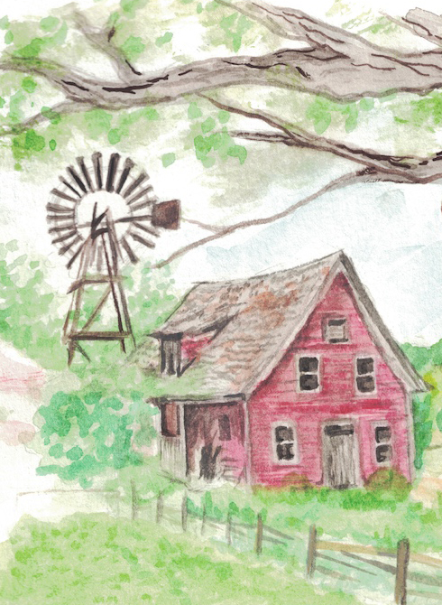 Walking to the red barn